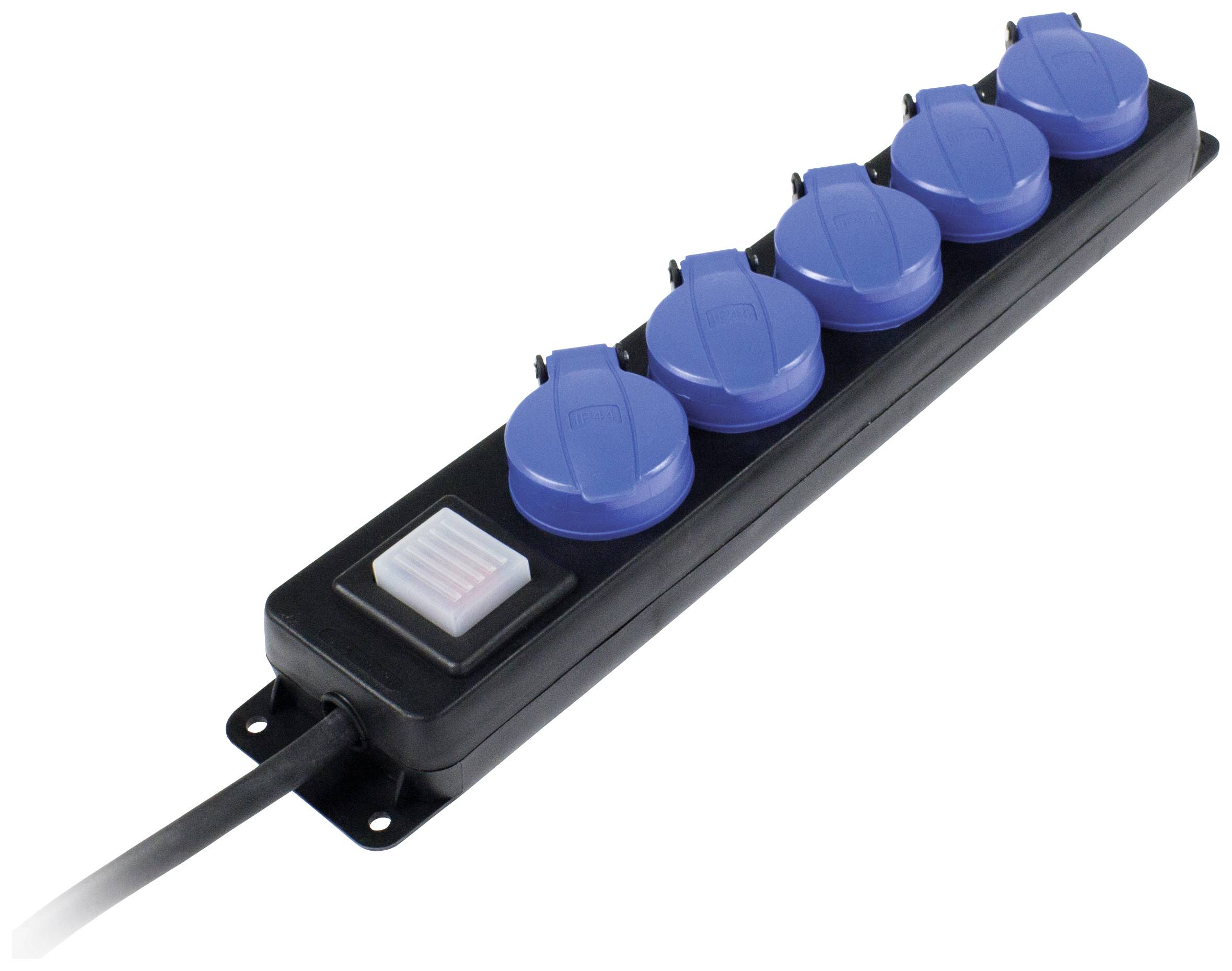 Bloc multiprise avec interrupteur AS Schwabe 38631 noir contact de protection 1 pc(s)