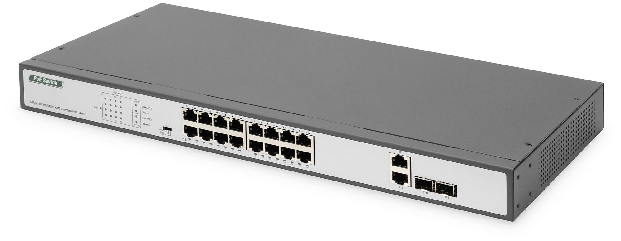 Switch réseau Digitus DN-95342-1 16+2 ports 10 / 100 MBit/s fonction PoE