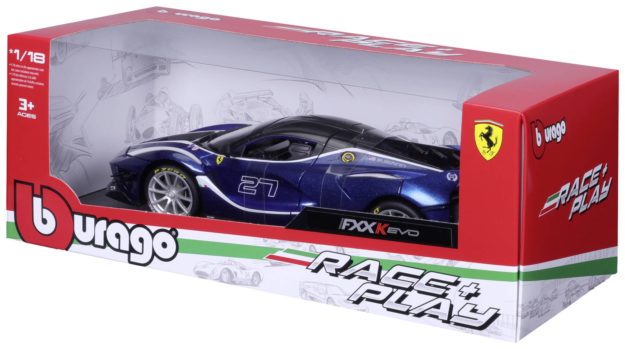 Bburago Ferrari R&P FXX-K EVO, blau #27 1:18 Modèle réduit de voiture