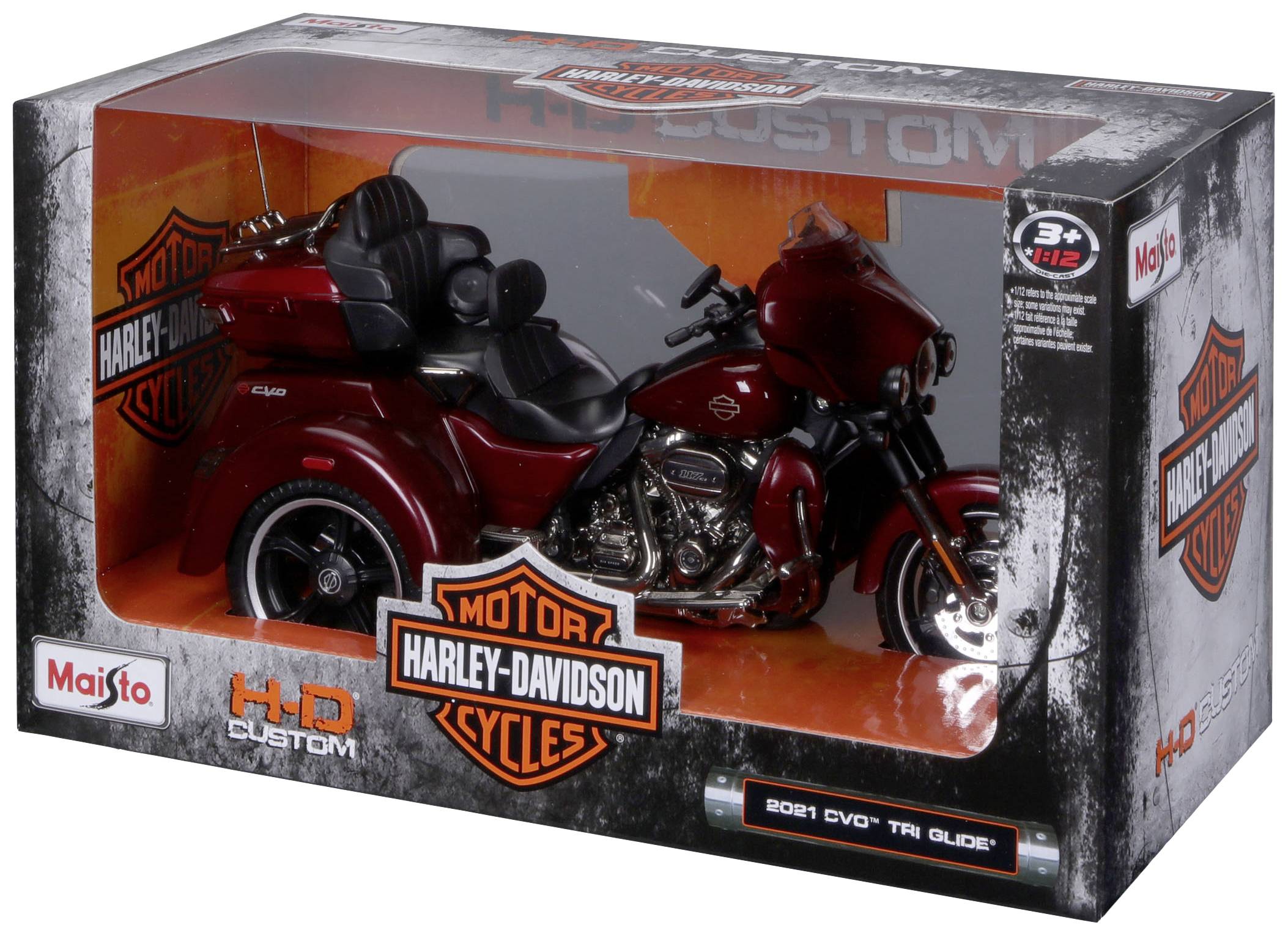 Maisto CVO Tri-Glide 2021, Rot 1:12 Modèle réduit de voiture