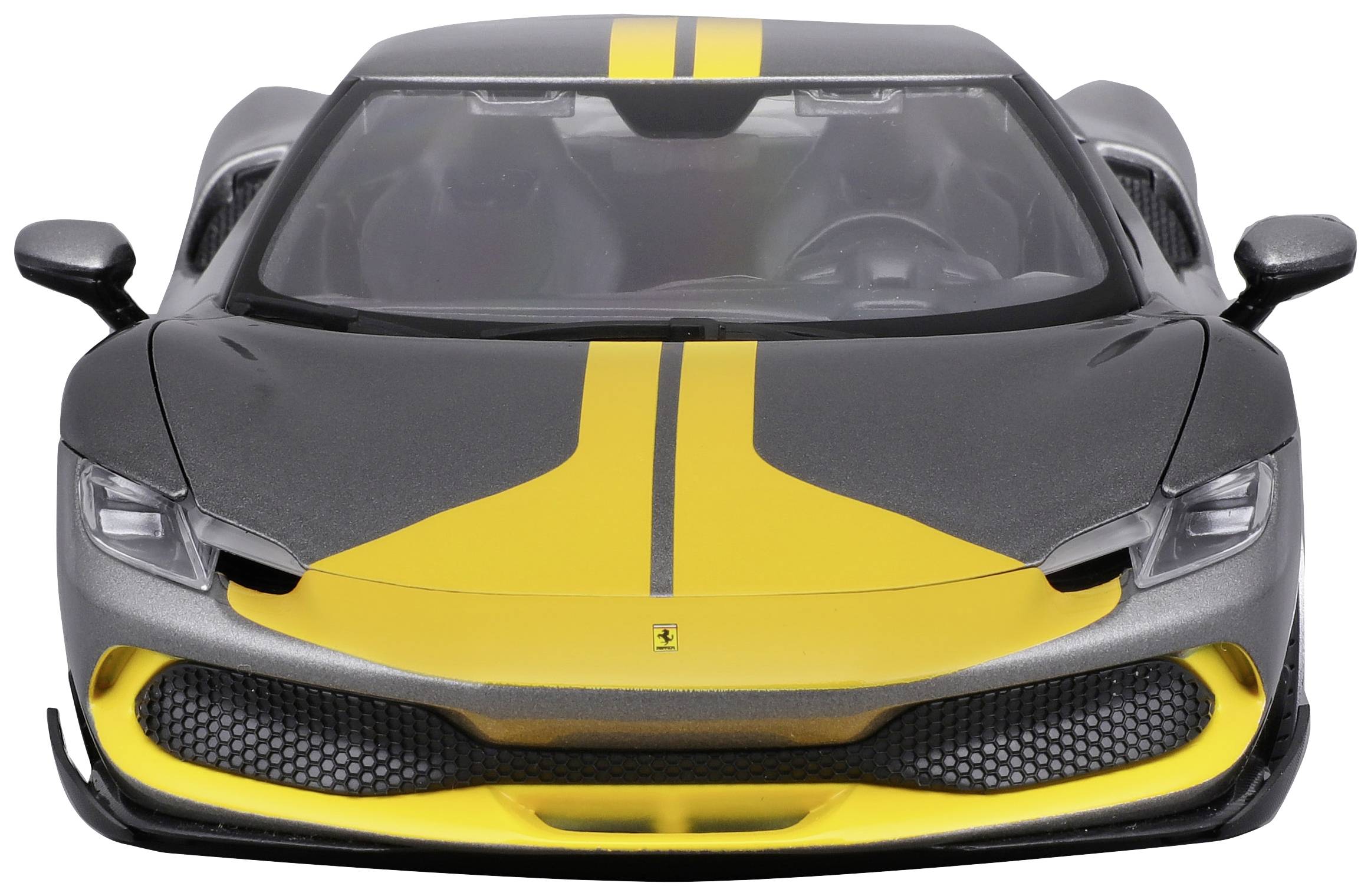 Bburago Ferrari R&P 296GTB Assetto Fiorano, grau/gelb 1:18 Modèle réduit de voiture