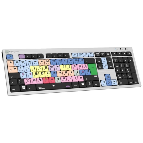 Logickeyboard Avid Media Composer Slim filaire Clavier allemand, QWERTZ gris touches multimédia, hub USB, Touches à frappe Logickeyboard Avid Media Composer Slim filaire Clavier allemand, QWERTZ gris touches multimédia, hub USB, Touches à frappe