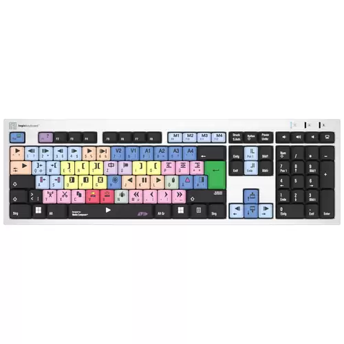 Logickeyboard Avid Media Composer Slim filaire Clavier allemand, QWERTZ gris touches multimédia, hub USB, Touches à frappe Logickeyboard Avid Media Composer Slim filaire Clavier allemand, QWERTZ gris touches multimédia, hub USB, Touches à frappe