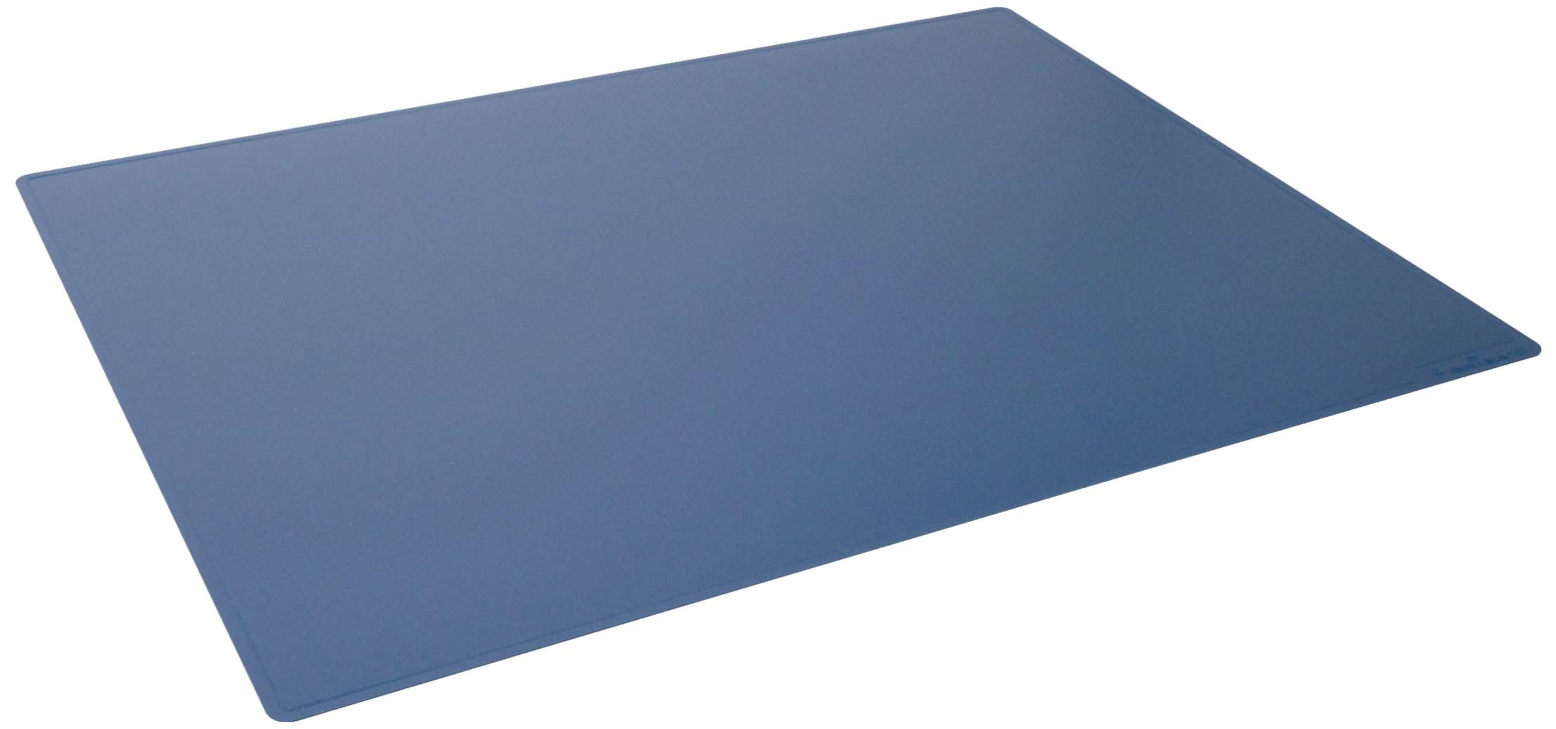 Un tapis bleu rectangulaire antidérapant est posé à plat sur une surface. Il sert de support pour diverses activités.