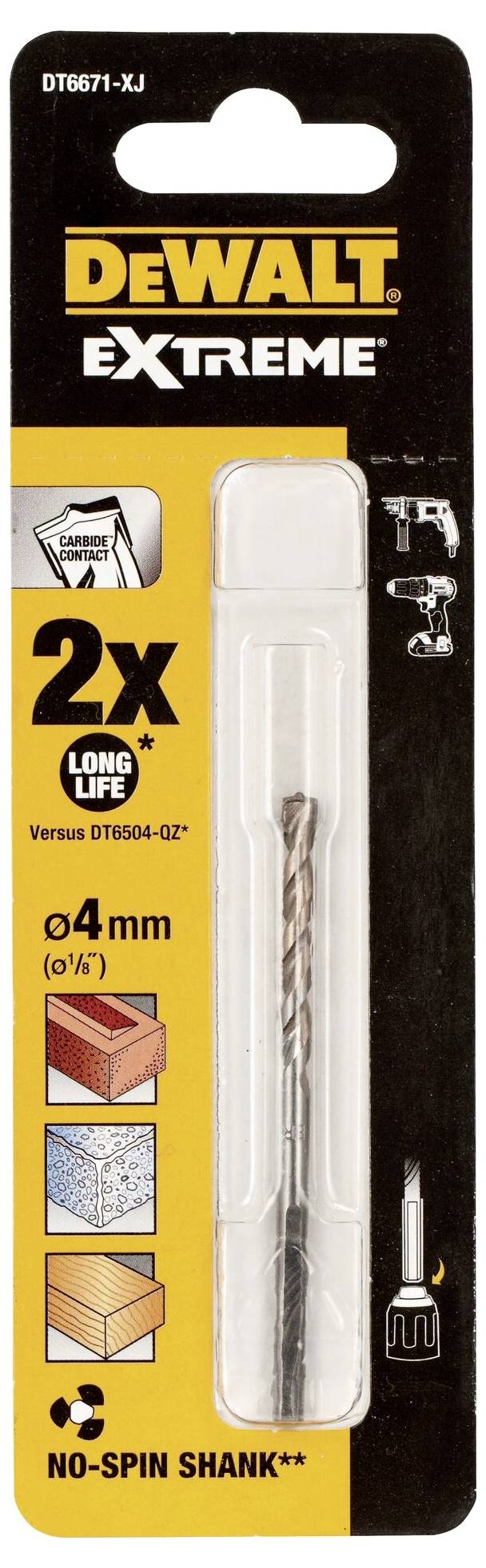 Emballage 'Dewalt Extreme' pour un foret de 6 mm. 