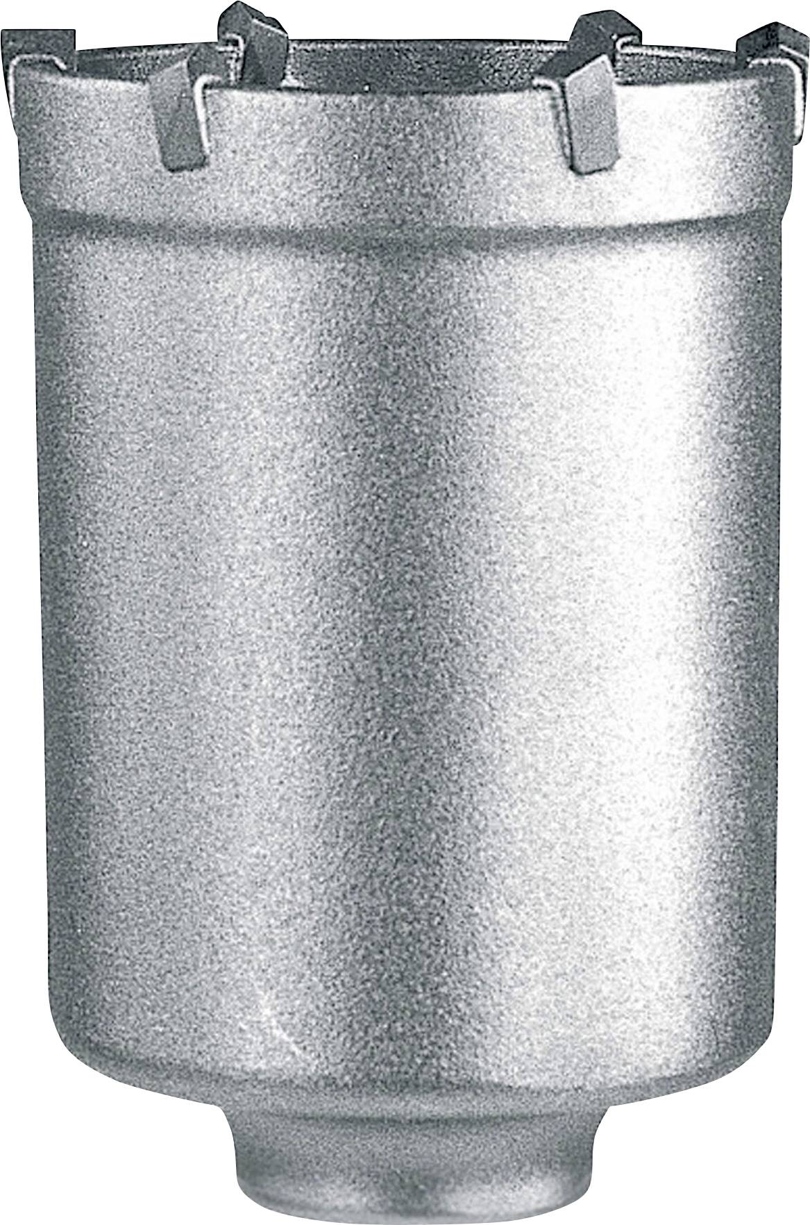 Un foret en métal argenté de forme cylindrique avec plusieurs pointes de coupe à son extrémité. Adapté pour le perçage précis dans des matériaux durs.