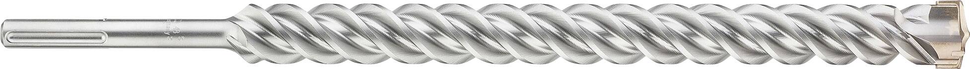 Un grand filetage métallique avec des rainures spirales ; probablement une partie d'un composant ou d'un outil mécanique.