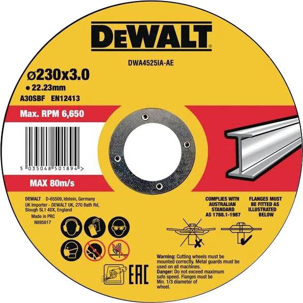DEWALT DWA4525IA-AE Disque à tronçonner 230 mm métal, acier inoxydable, Fer