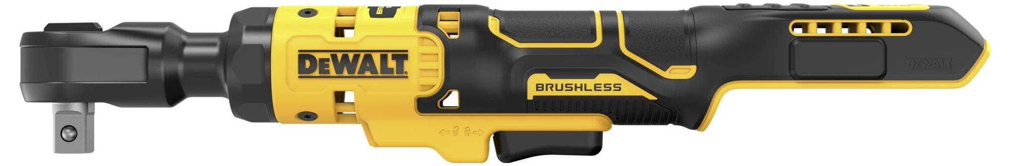 Visseuse sans fil noir et jaune avec logo 'DeWALT', design compact, adaptée aux travaux précis dans des espaces restreints.
