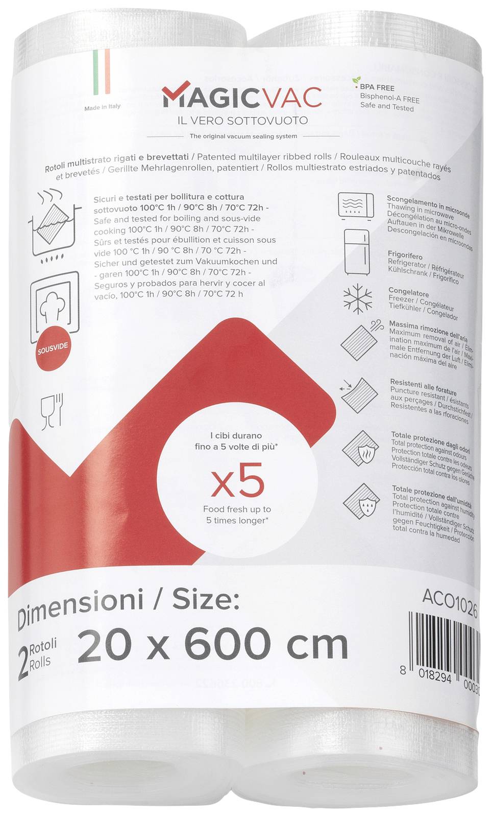 Magic Vac ACO1026 Rouleau de film de rechange (l x P) 20 cm x 600 cm