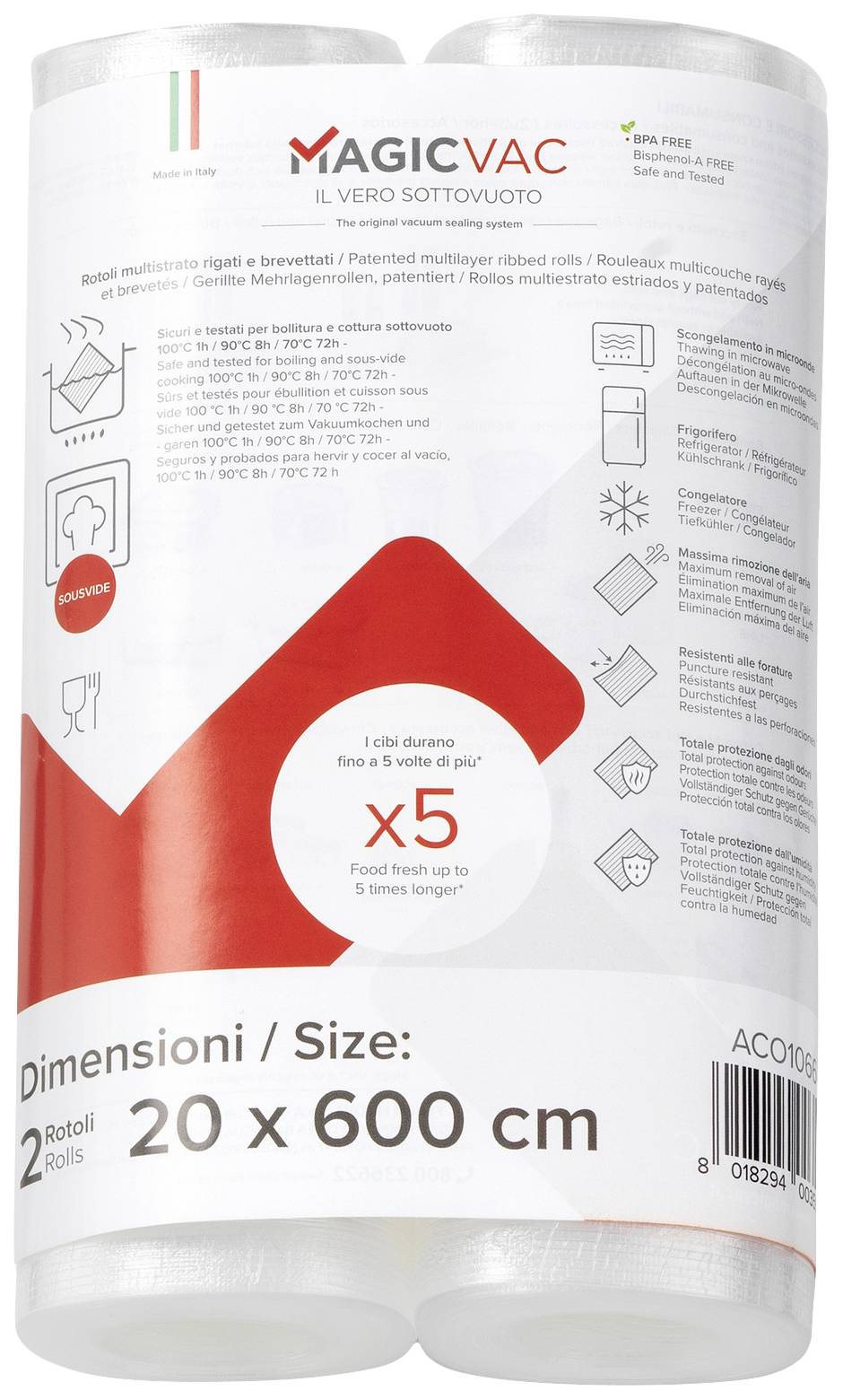 Magic Vac ACO1066 Rouleau de film de rechange (l x P) 20 cm x 600 cm