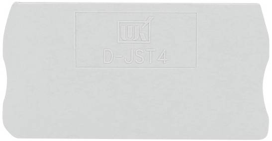 Étiquette en plastique grise portant l'inscription en relief 'D-JST4' et un logo au-dessus.