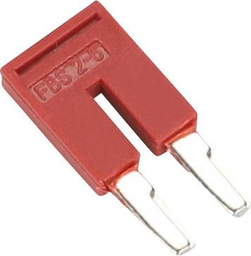 Connecteur de liaison rouge portant l'inscription 'FBJS 2-6', composé de deux contacts métalliques parallèles.