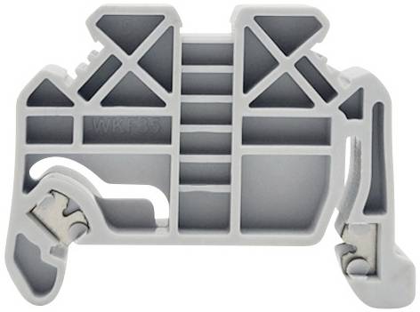 Pince industrielle en plastique avec composants métalliques, crochets latéraux pour fixation.