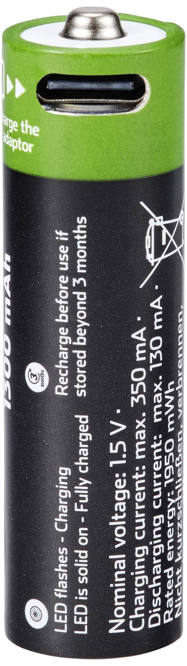 VOLTCRAFT VC-AA1300USB Batterie USB-C® Li-Ion 1300 mAh 1.5 V 4 pc(s)