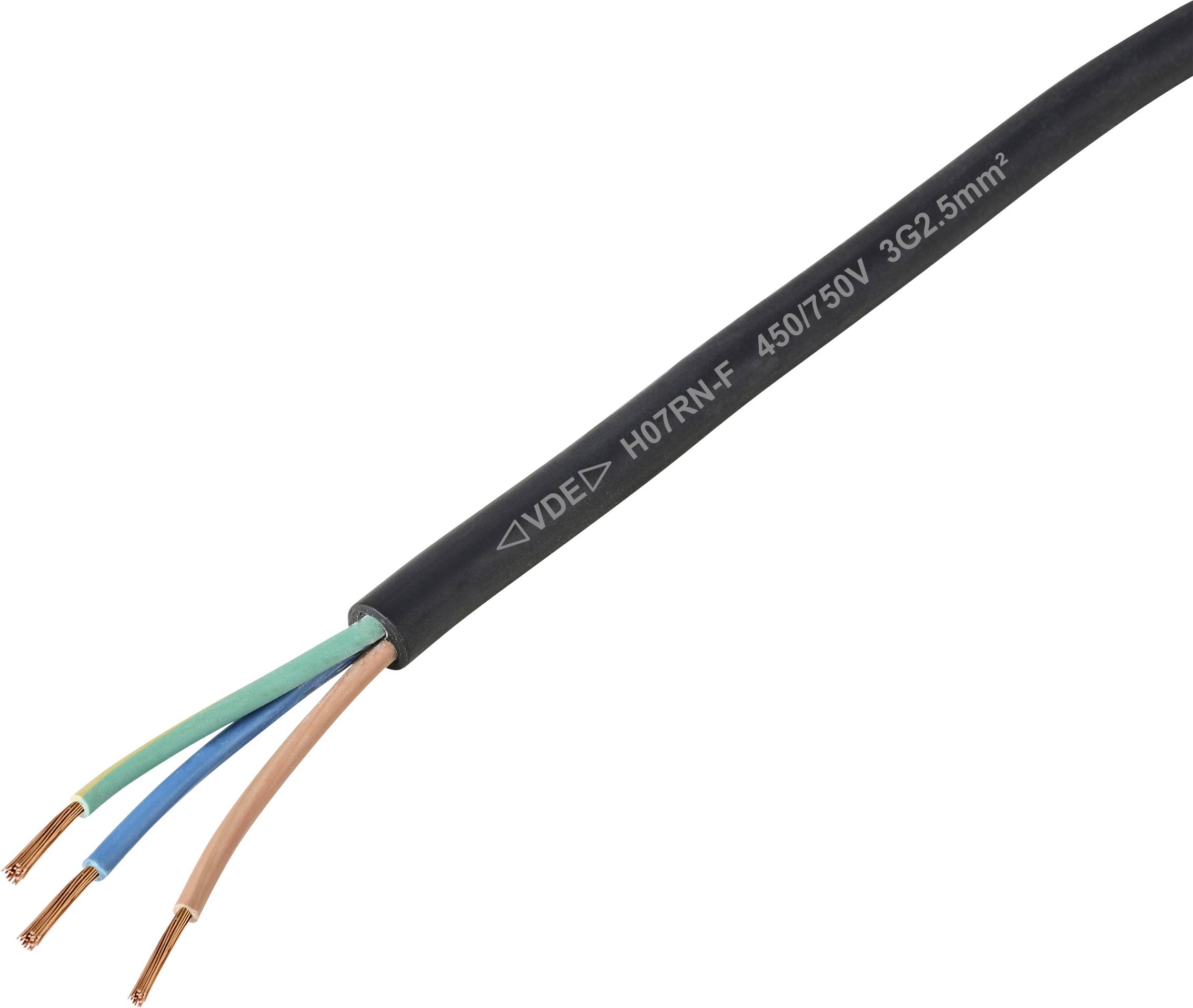 TRU COMPONENTS TC-11594940 Câble à gaine caoutchouc H07RN-F 3 x 2.5 mm² noir Marchandise vendue au mètre