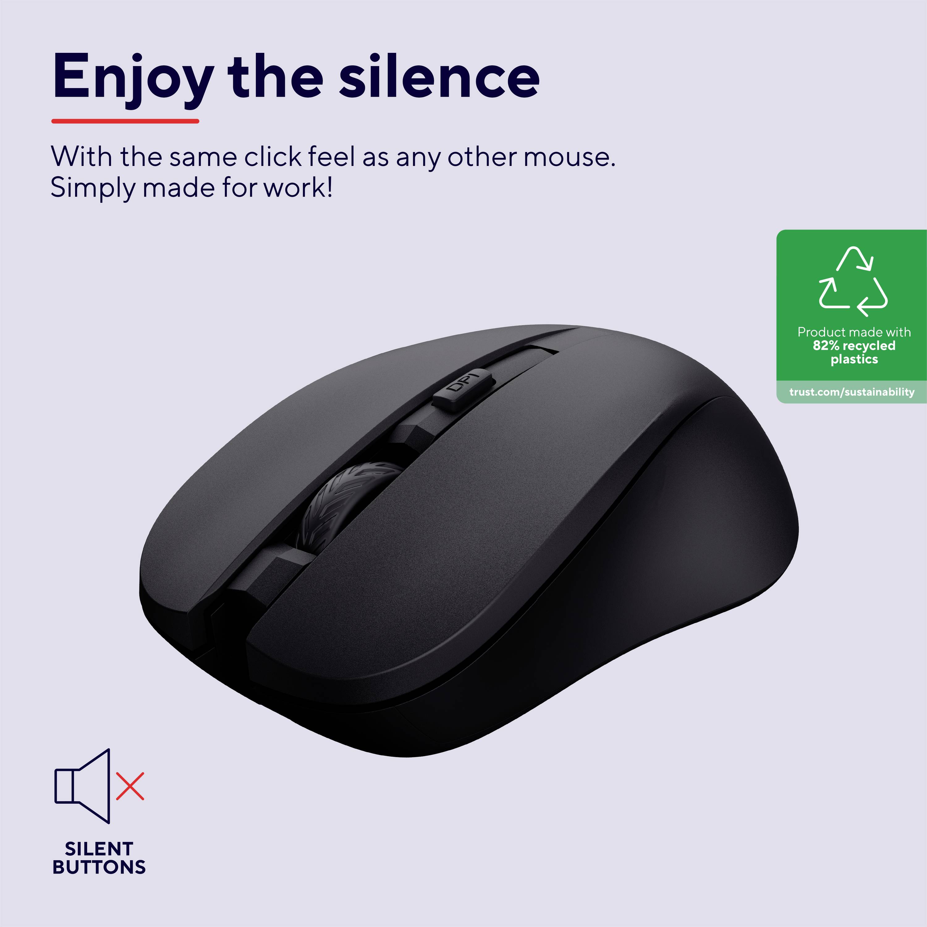 Trust MYDO SILENT Souris radio optique noir 4 Boutons 1800 dpi