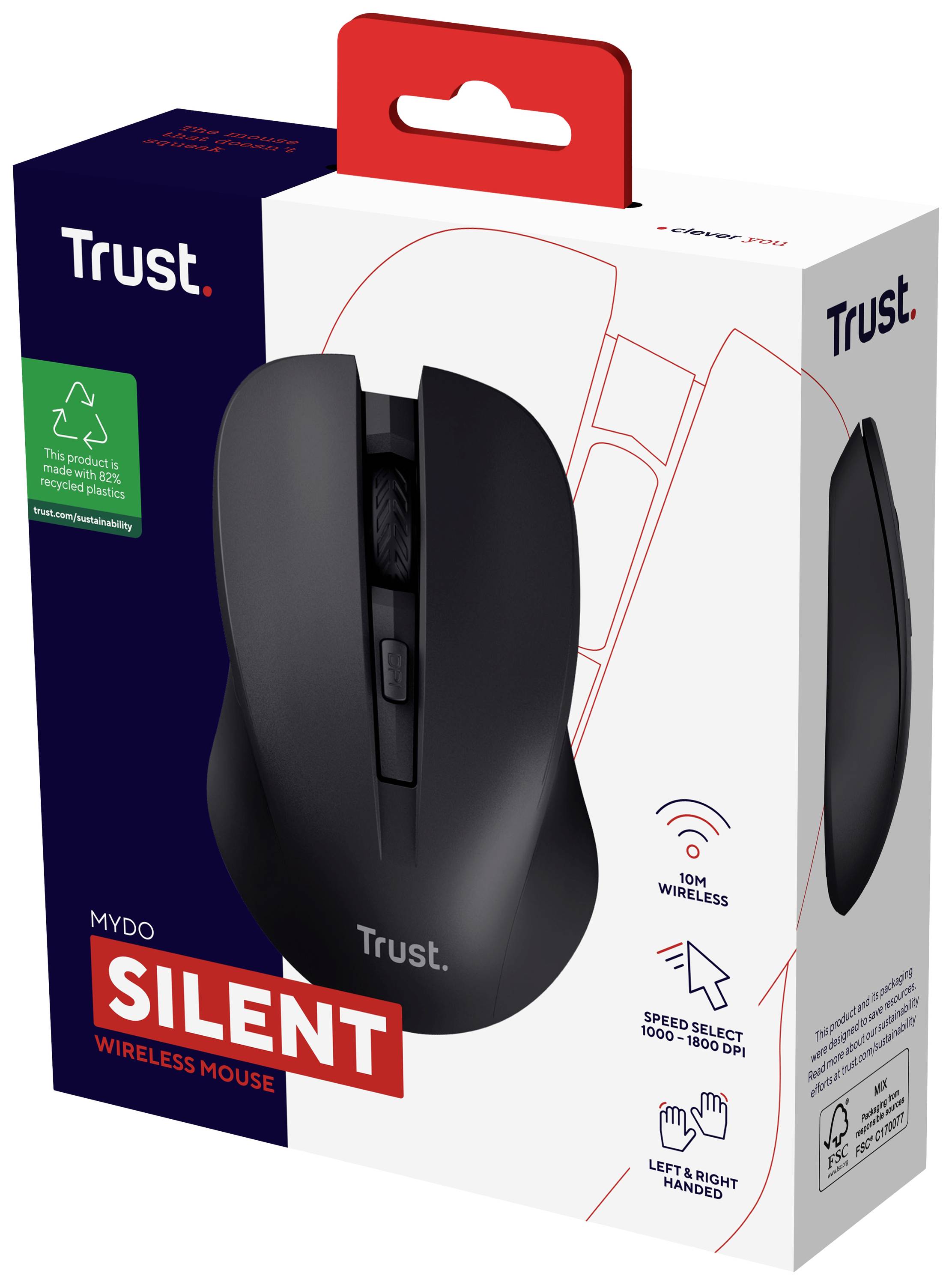 Trust MYDO SILENT Souris radio optique noir 4 Boutons 1800 dpi