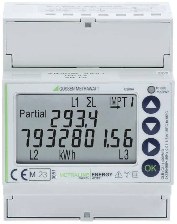 Compteur triphasé avec raccordement sur transformateur Gossen Metrawatt U289C METRALINE ENERGY numérique conformité MID: oui