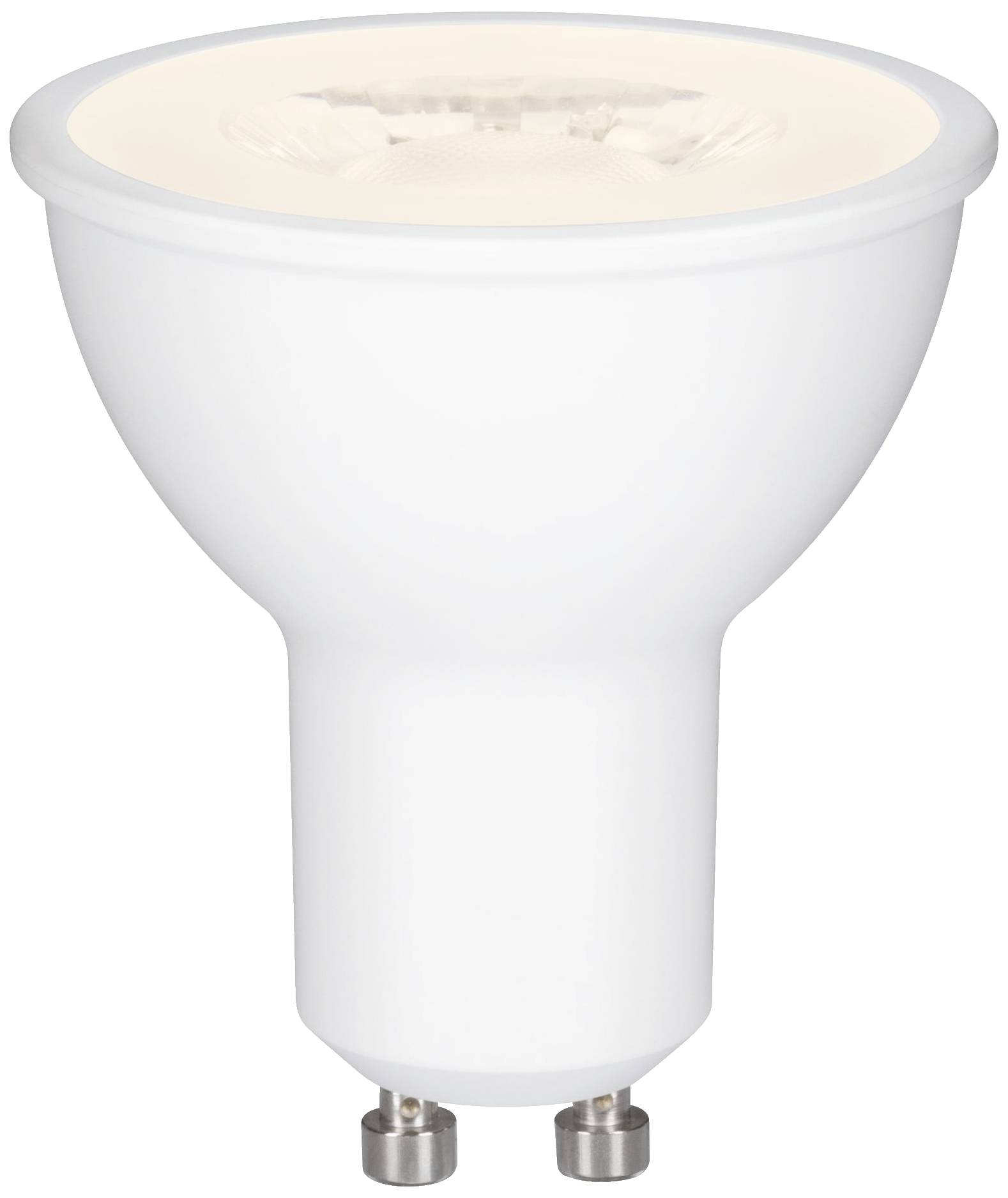 Une ampoule LED blanche à culot GU10, idéale pour l'éclairage spot ou d'accentuation.