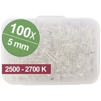 Quadrios Assortiment de LEDs blanc chaud 5 mm 20 mA 3.0 V Quadrios Assortiment de LEDs blanc chaud 5 mm 20 mA 3.0 V