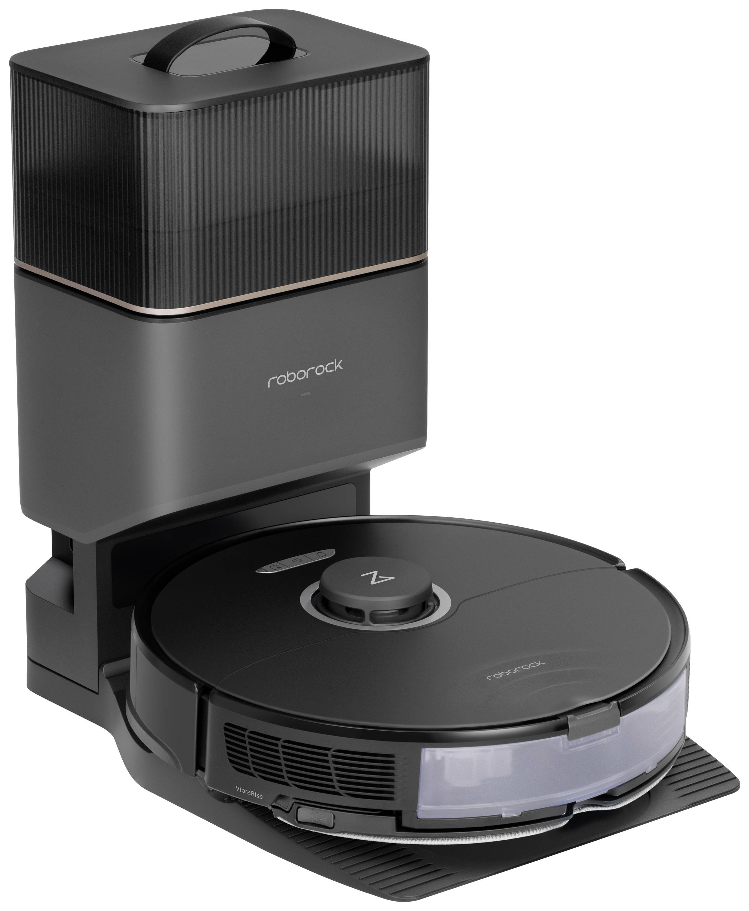 Roborock S8+ black Robot aspirateur et nettoyeur noir compatible avec Alexa d'Amazon, compatible avec Google Home, à commande