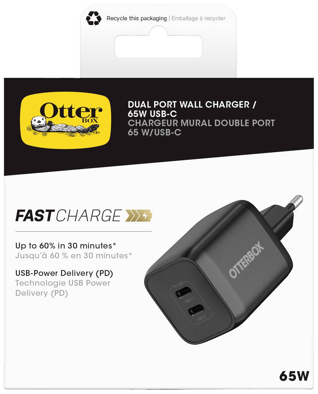 Otterbox Standard EU USB C 78-81342 Chargeur USB intérieure 65 W 2 x 2x USB-C®