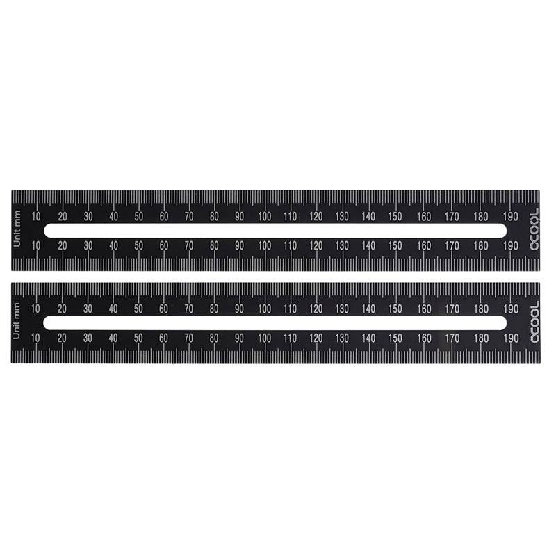 Une règle transparente graduée en centimètres et millimètres jusqu'à 190 mm, idéale pour des mesures précises dans les dessins techniques.