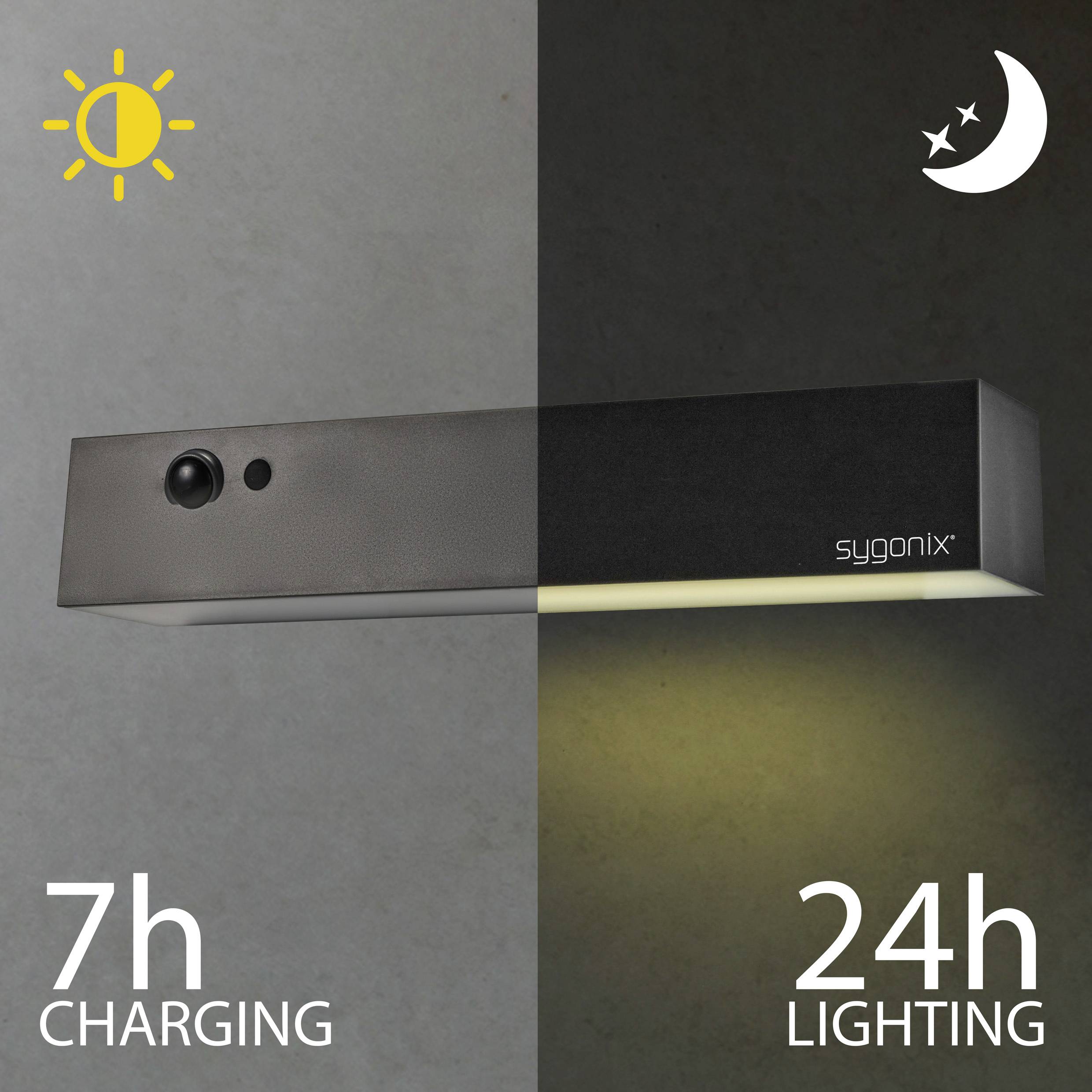 Chargement solaire pendant 7 heures, éclairage nocturne pendant 24 heures.