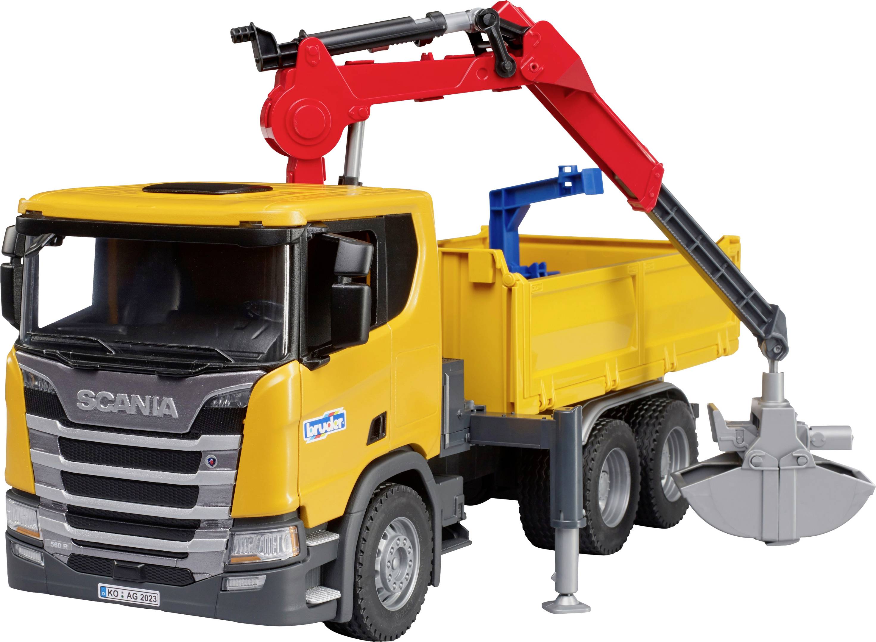 bruder Scania Super camion de chantier 560R avec grue et 2 palettes modèle fini Modèle réduit de véhicule utilitaire