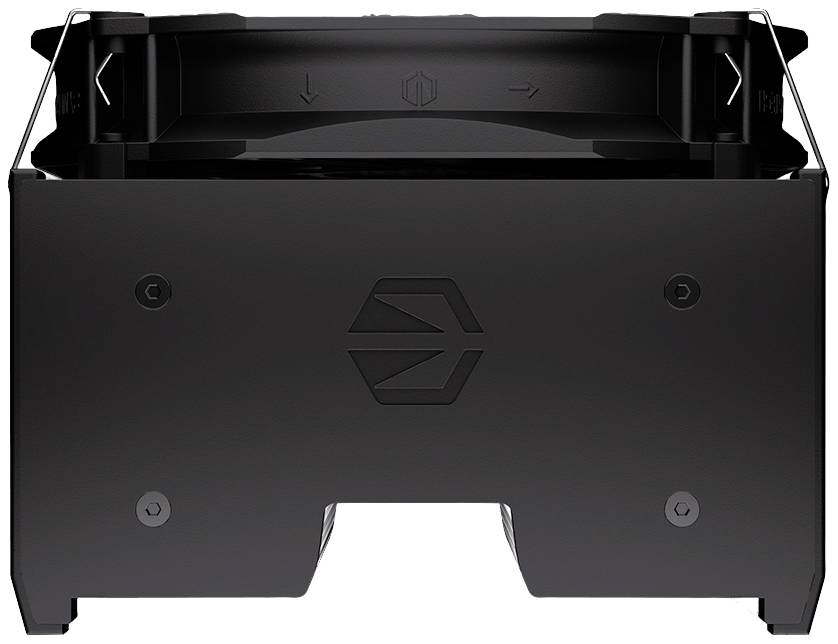 Insert noir, rectangulaire, avec des flèches et des symboles indiquant le parcours du papier pour un périphérique d'impression.