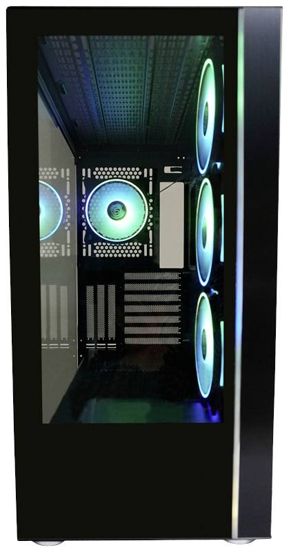 Tour midi LC Power 808B - Skylla_X Boîtier gaming noir fenêtre latérale, 4 ventilateurs LED pré-installés