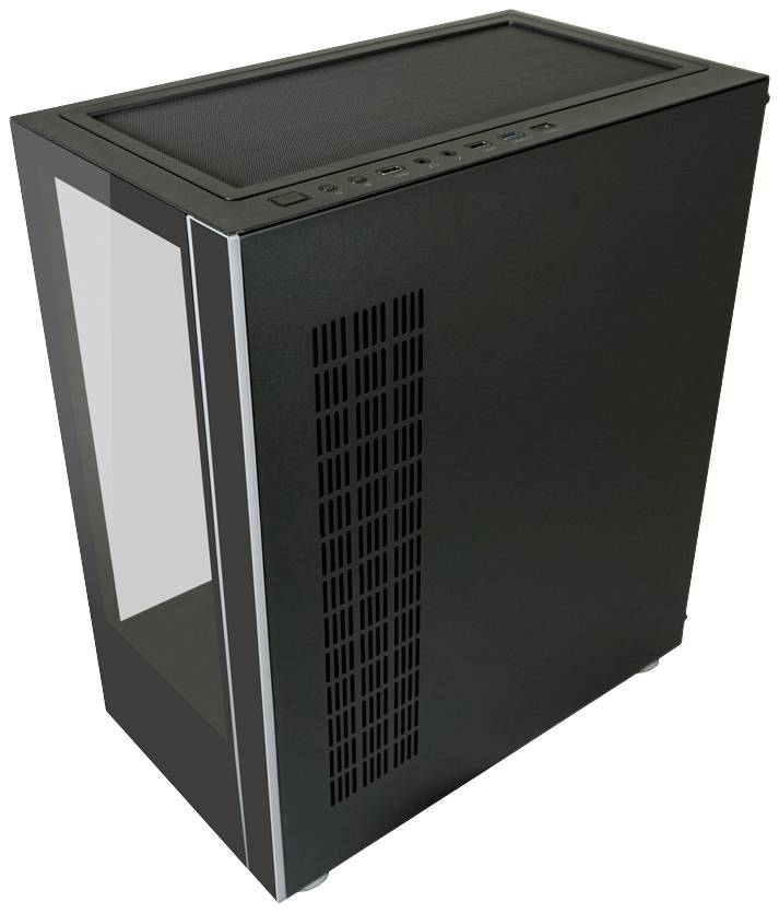 Tour midi LC Power 808B - Skylla_X Boîtier gaming noir fenêtre latérale, 4 ventilateurs LED pré-installés