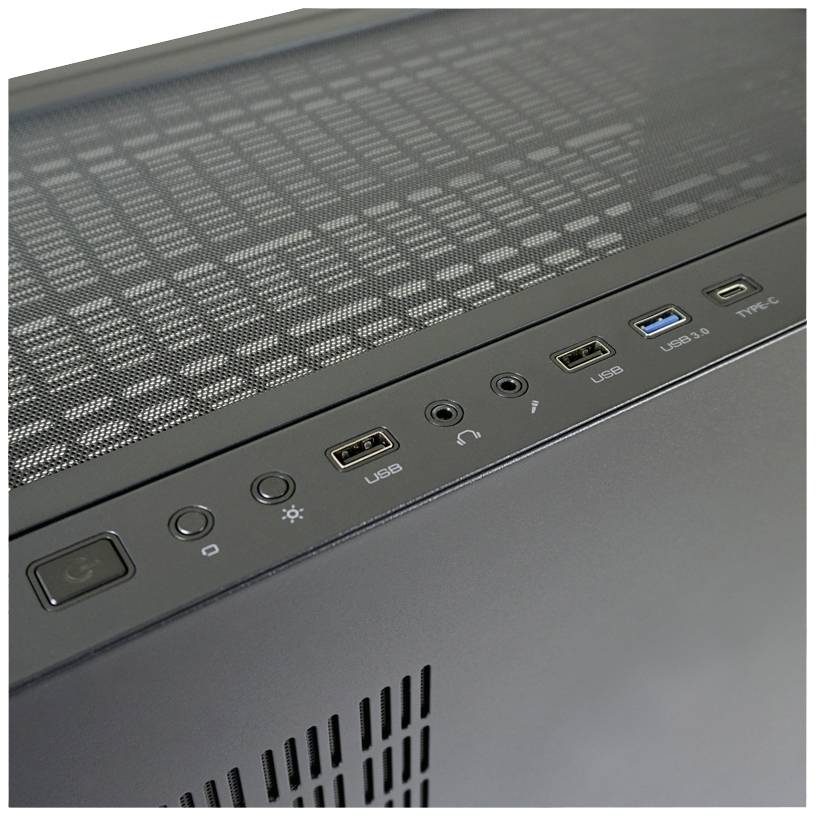 Tour midi LC Power 808B - Skylla_X Boîtier gaming noir fenêtre latérale, 4 ventilateurs LED pré-installés