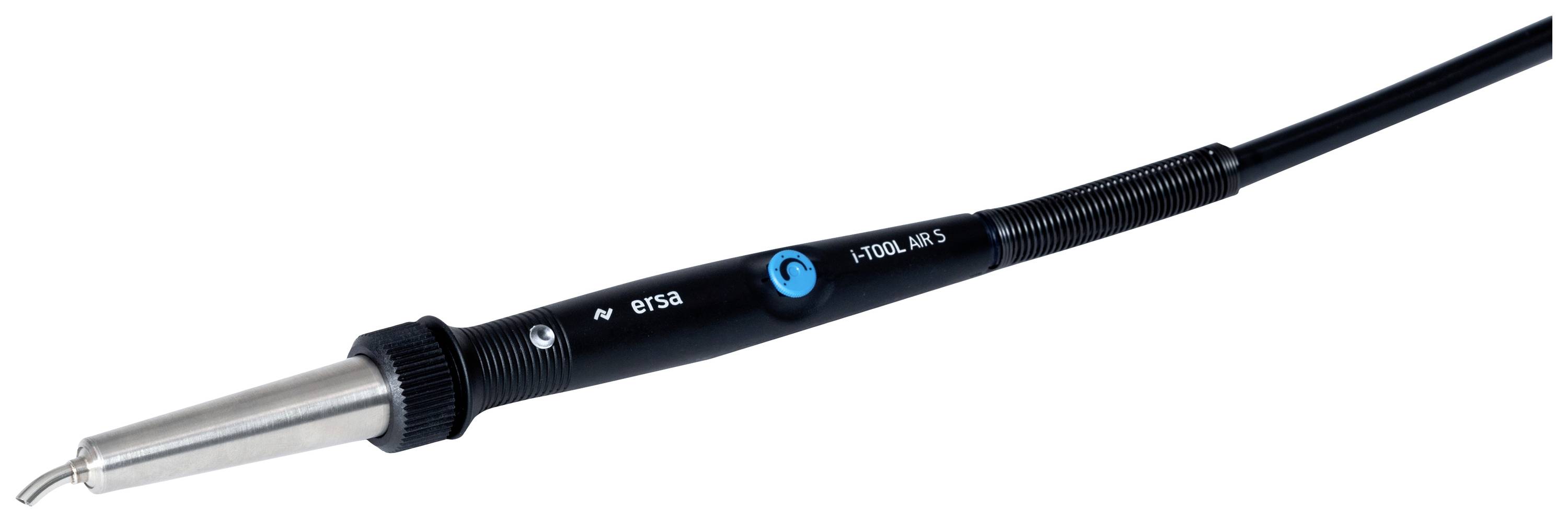 Fer à souder à poignée noire et embout métallique, utilisé pour faire fondre l'étain à souder pour les connexions électroniques.