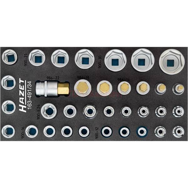 Hazet Jeu de clés à douille 1/2" (12.5 mm) 34 pièces 163-491/34