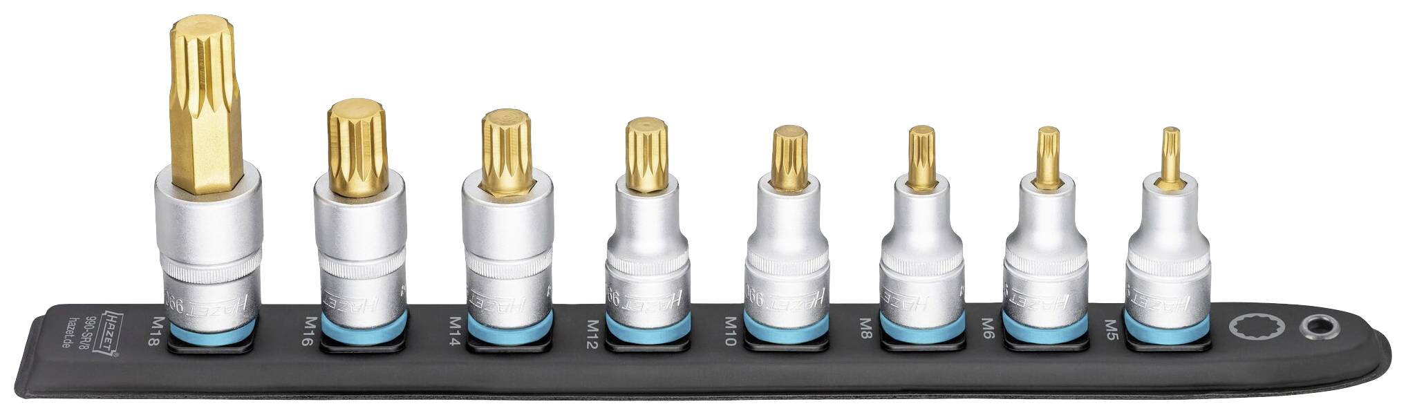Hazet 990-SR/8 denture multiple (XZN) Connecteur pour câble 8 pièces carré, 1/2" (12.5 mm)