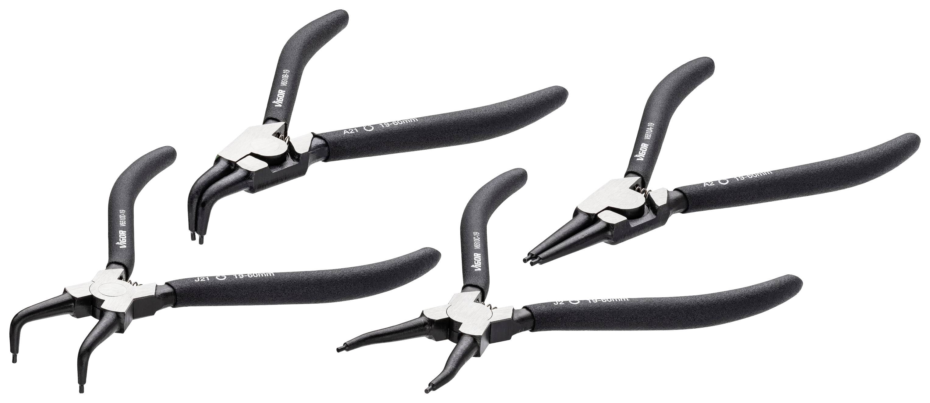 Vigor V6510-19/4 Pince pour circlips 4 pièces