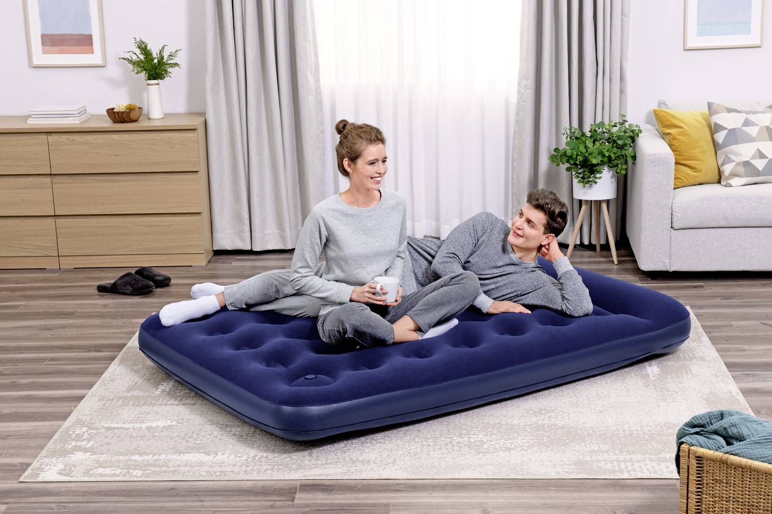 Bestway 67225 Matelas gonflable (L x l x H) 191 x 137 x 28 cm bleu roi