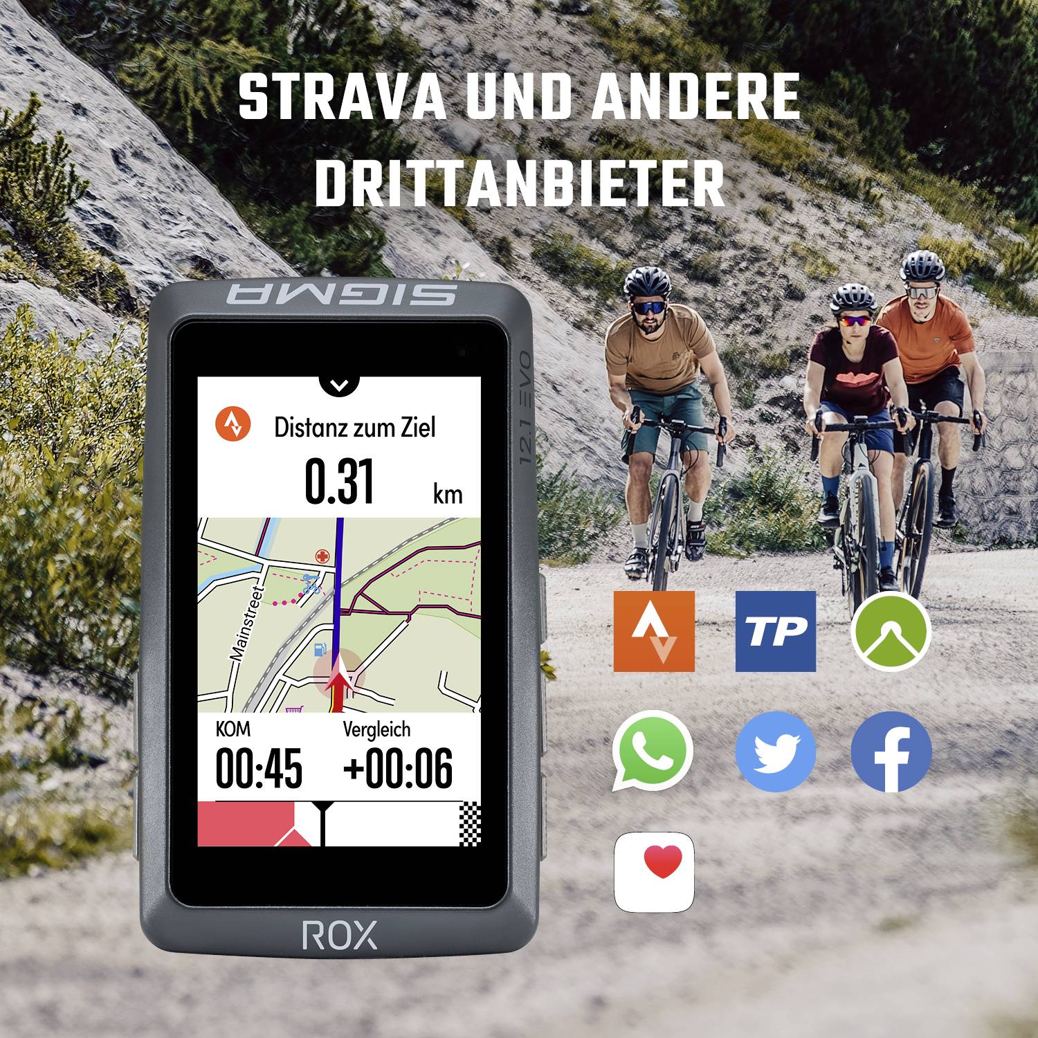 Sigma ROX 12.1 EVO Basic Set - Night Grey GPS de vélo vélo Europe Bluetooth®, GPS, GLONASS