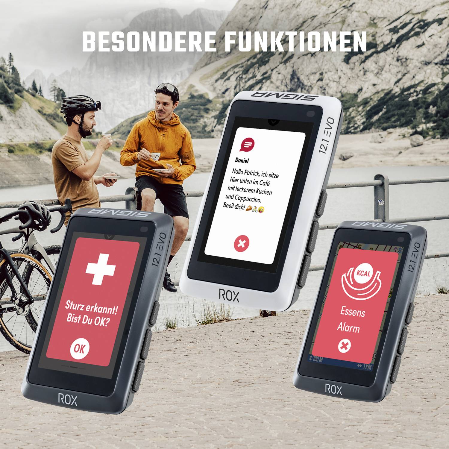Sigma ROX 12.1 EVO Sensor Set - Night Grey GPS de vélo vélo Europe Bluetooth®, GPS, GLONASS