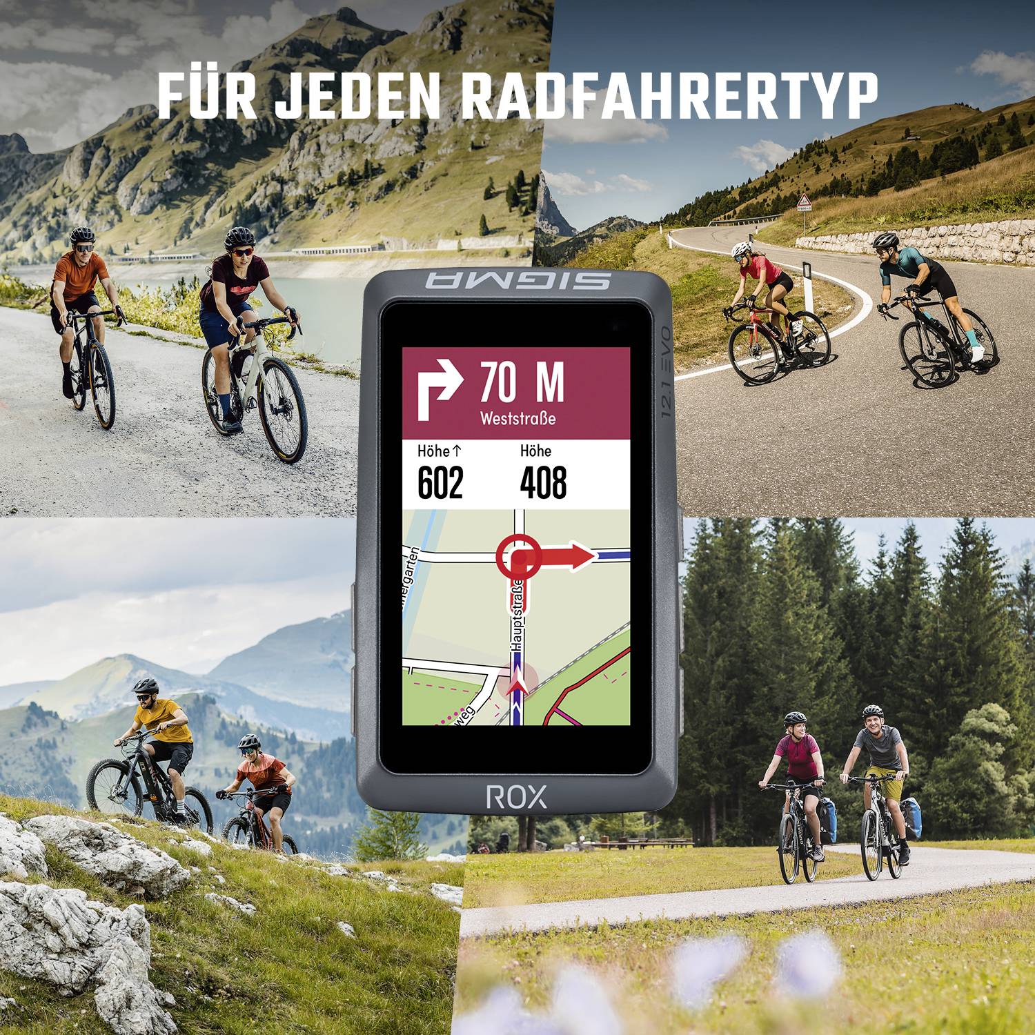 Sigma ROX 12.1 EVO Sensor Set - Night Grey GPS de vélo vélo Europe Bluetooth®, GPS, GLONASS