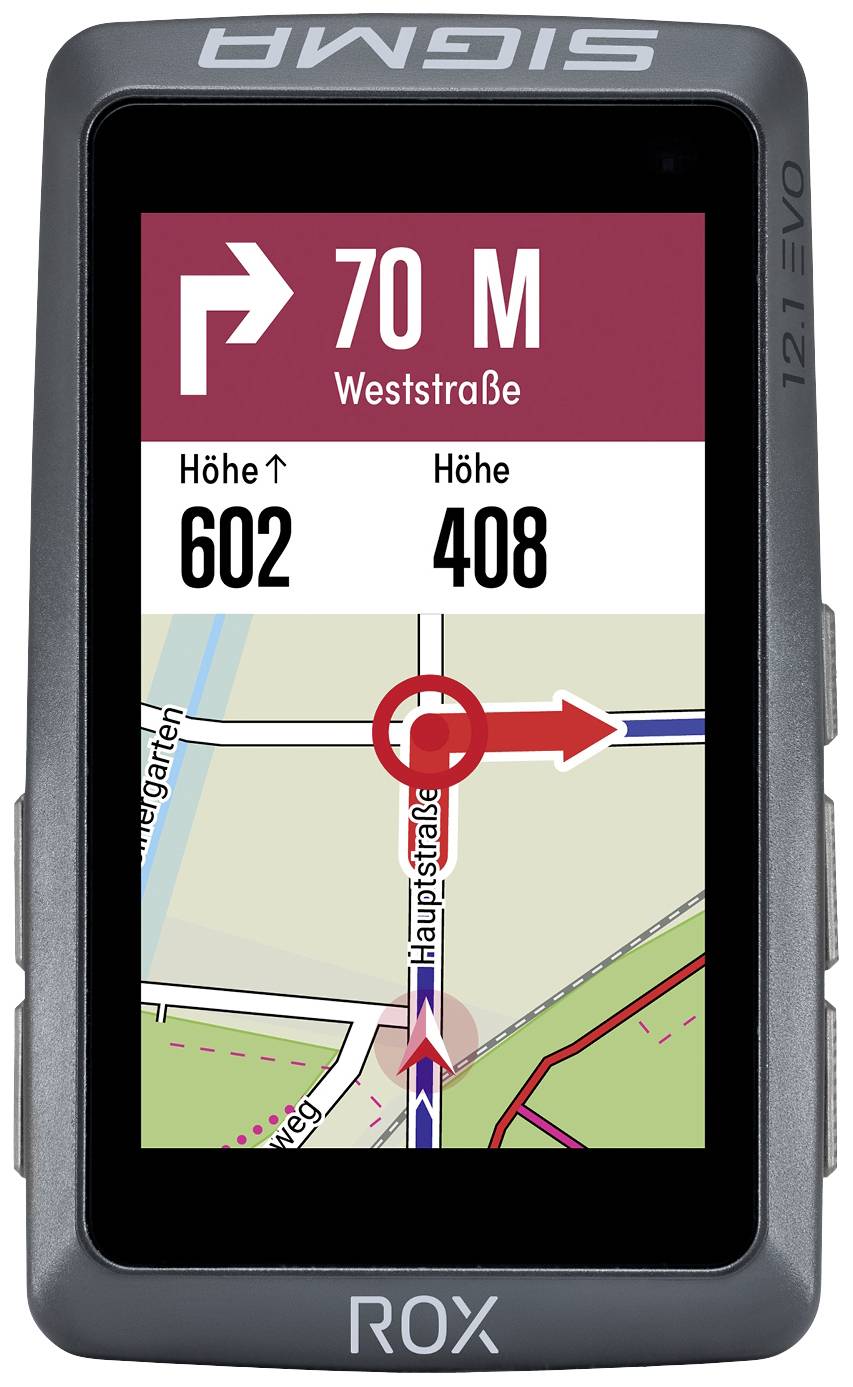 Sigma ROX 12.1 EVO Sensor Set - Night Grey GPS de vélo vélo Europe Bluetooth®, GPS, GLONASS