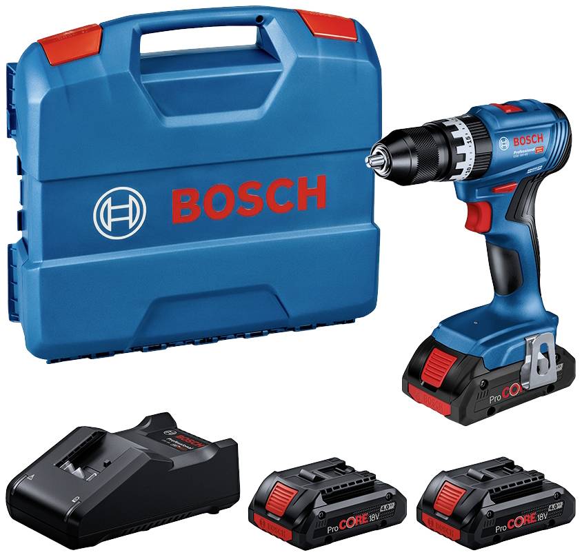 Perceuse-visseuse à percussion sans fil Bosch Professional GSB 18V-45 0615A5002U 18 V Li-Ion + 3 batteries, + chargeur, brushless