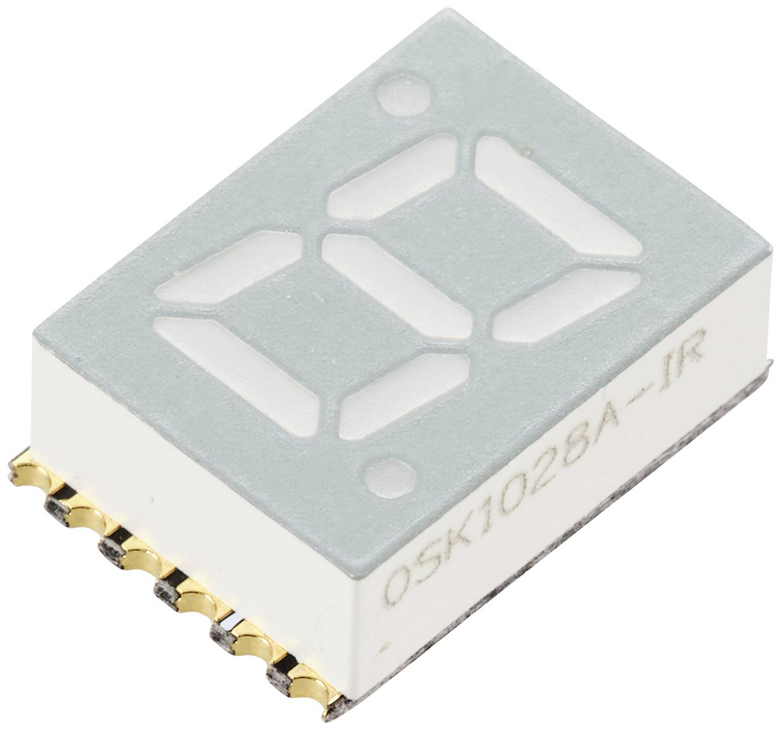 Ein digitales 7-Segment-Display-Modul mit Pins und einer grauen Vorderseite zur Anzeige von Zahlen.