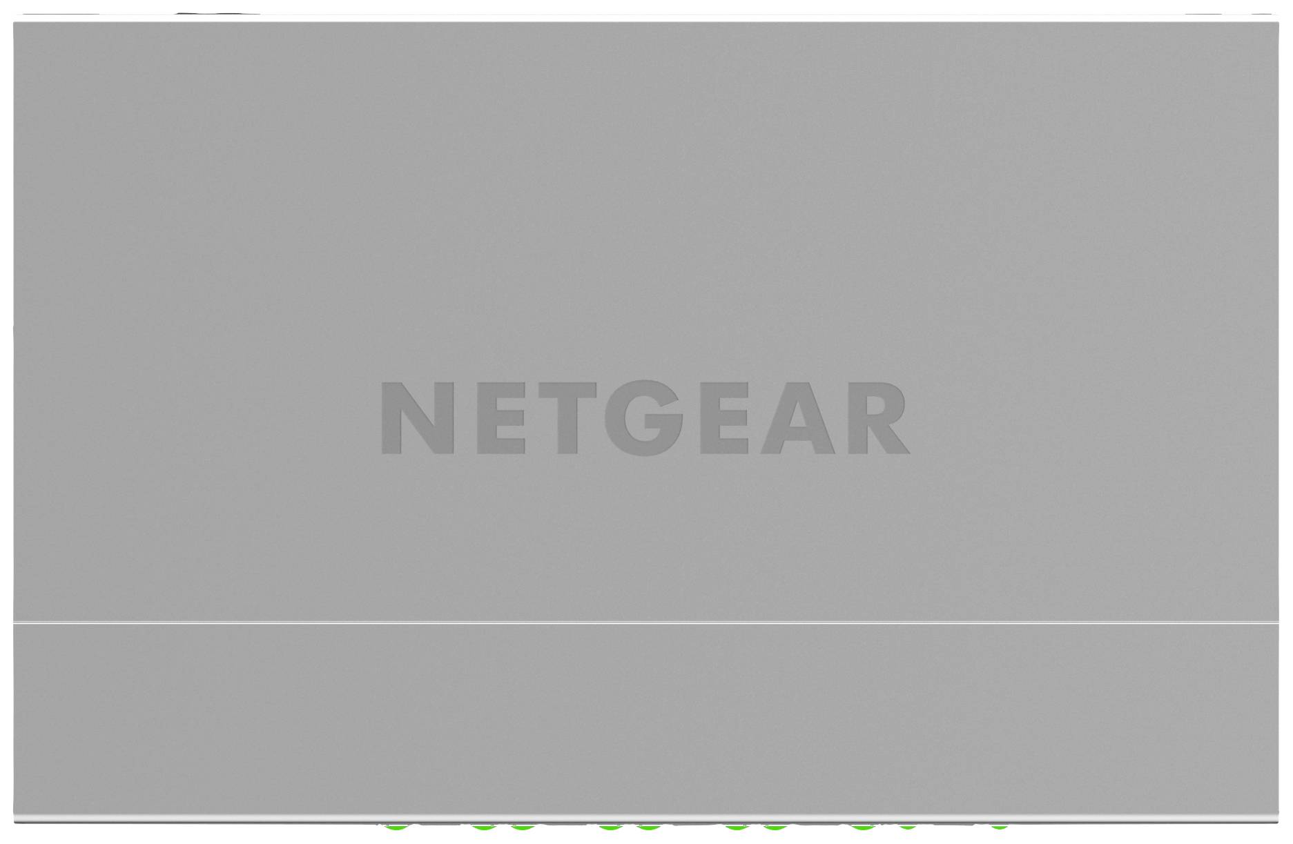 Logo Netgear gris sur un fond grisé, représentant un fabricant d'équipements réseau.