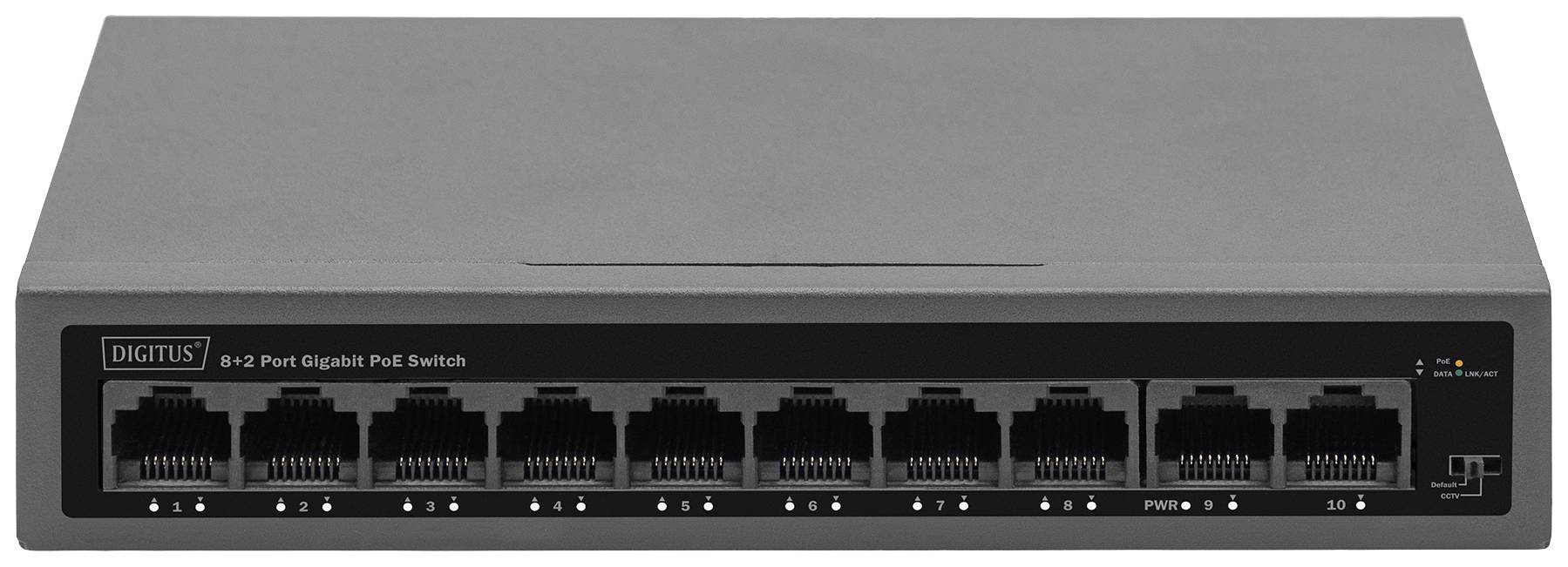 Switch réseau Digitus DN-95357 8+2 ports 10 / 100 / 1000 MBit/s fonction PoE