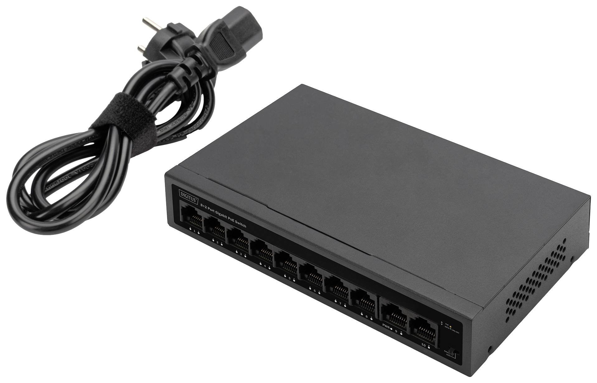 Switch réseau Digitus DN-95357 8+2 ports 10 / 100 / 1000 MBit/s fonction PoE