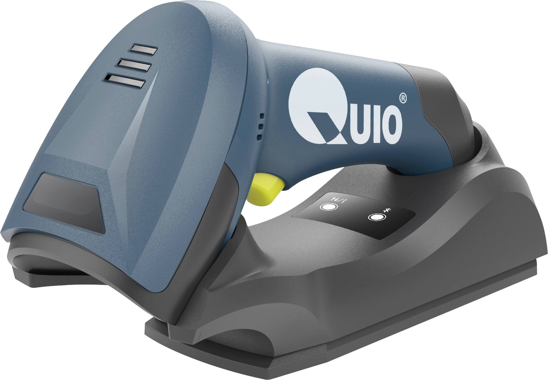 QUIO QU-ER-331-2 Lecteur de code-barres 1D, 2D LED scanner à main avec pied USB, Bluetooth