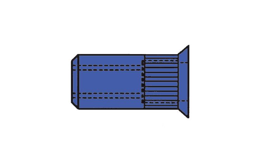 'Illustration d'un goujon métallique fileté, en coupe transversale.'